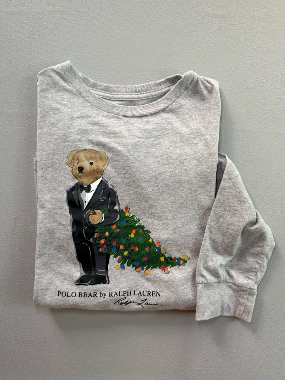 Ralph Lauren Polo Tuxedo Bear Christmas Tree Boys Long Sleeve Shirt XL 18-20